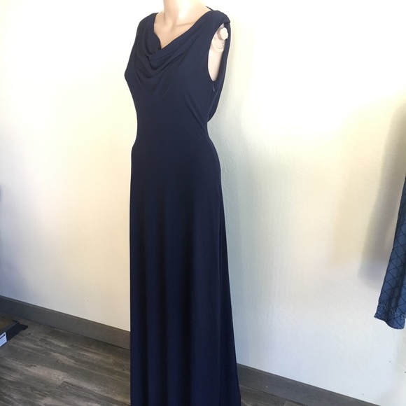 Calvin Klein Dresses & Skirts - Calvin Klein evening gown Navy open back maxi